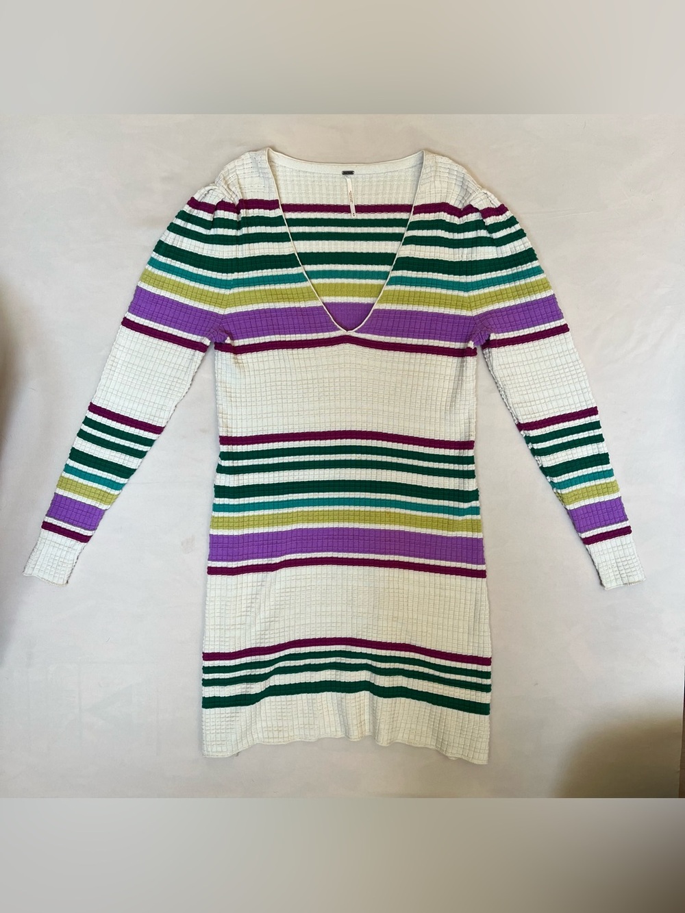 Free People Multicolor Striped Waffle Knit Dress Size Medium